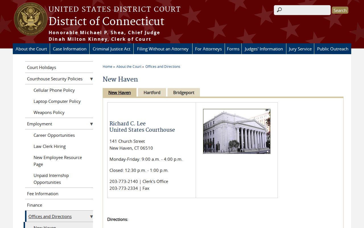 West Haven County Superior Court federal courthouse distinction in New Haven