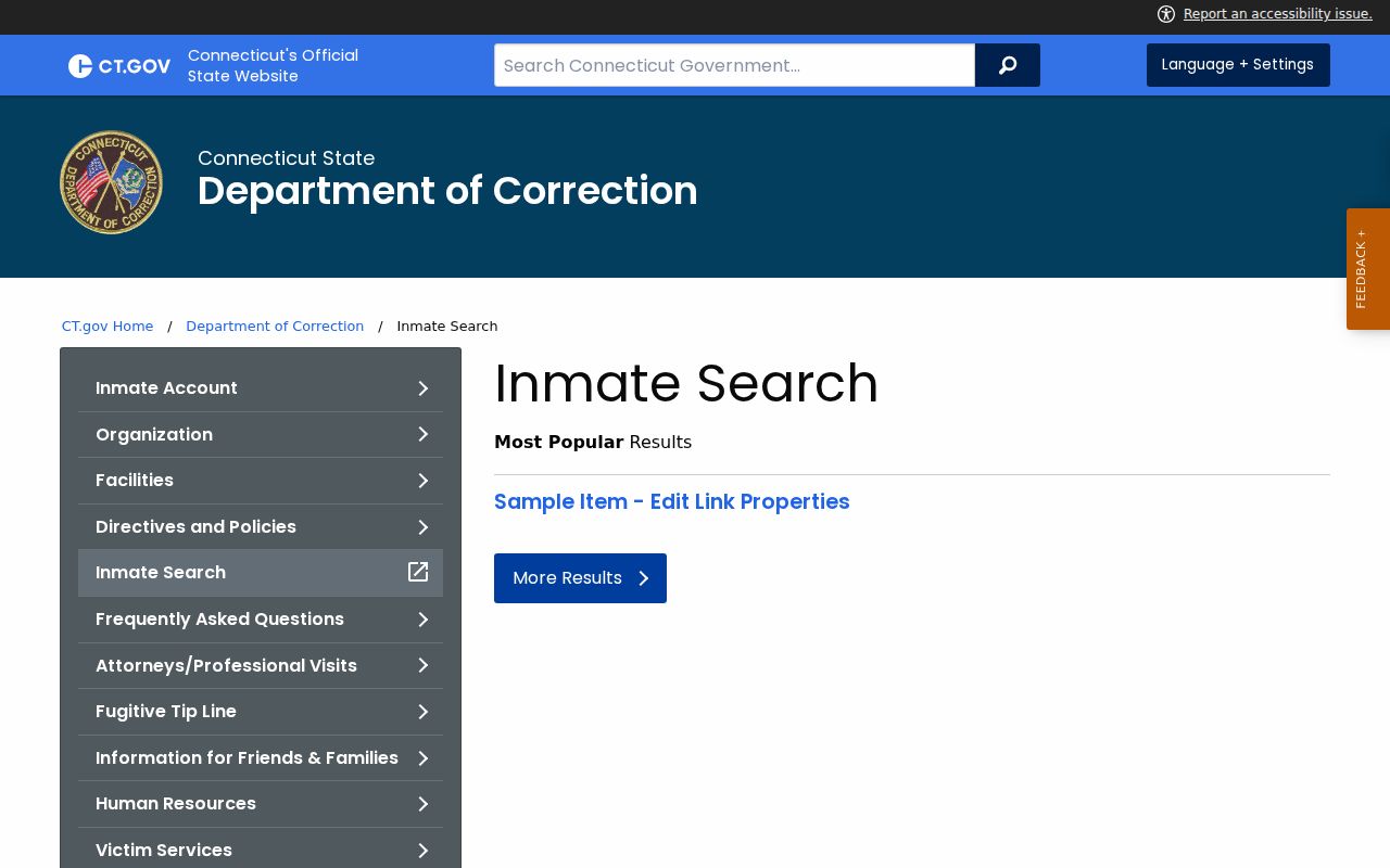 West Haven County inmate records Connecticut DOC search