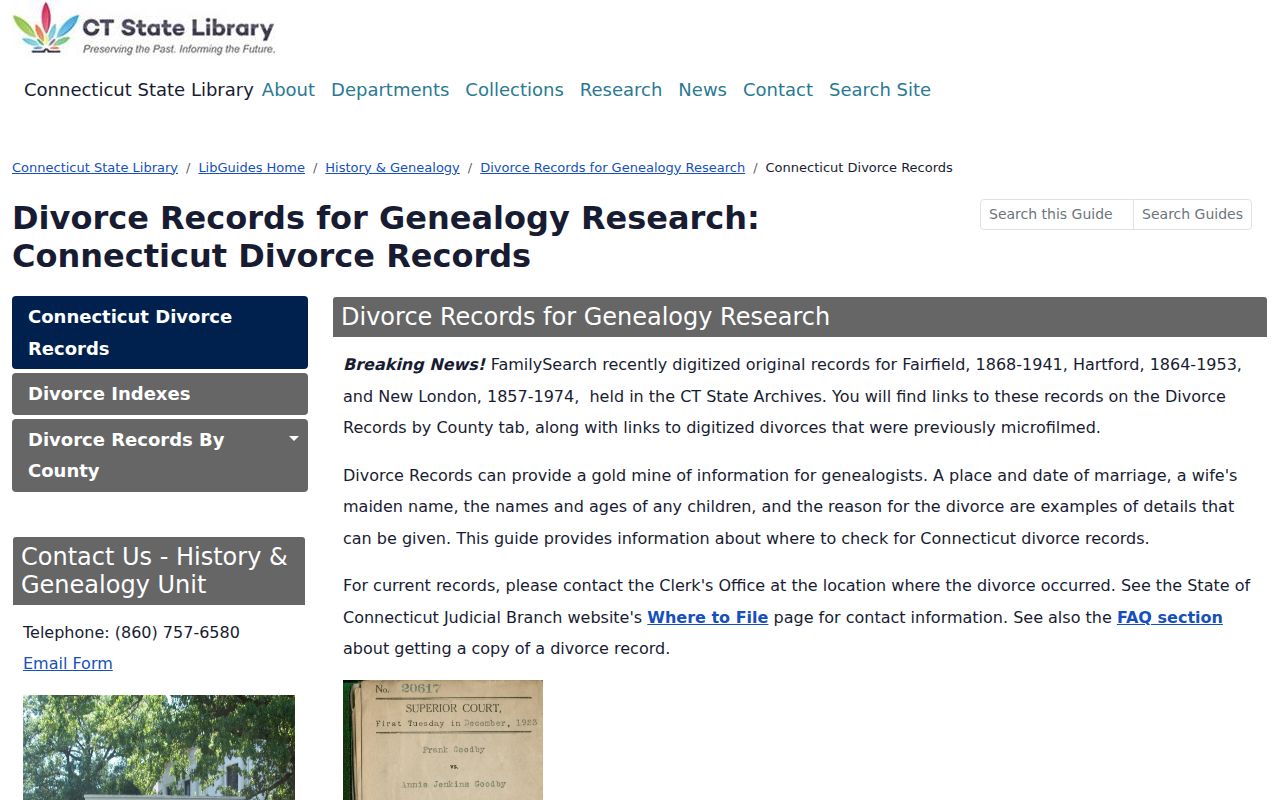 West Haven County divorce records Connecticut State Library divorce guide