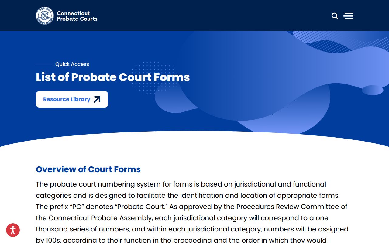West Haven County probate records Connecticut Probate forms list