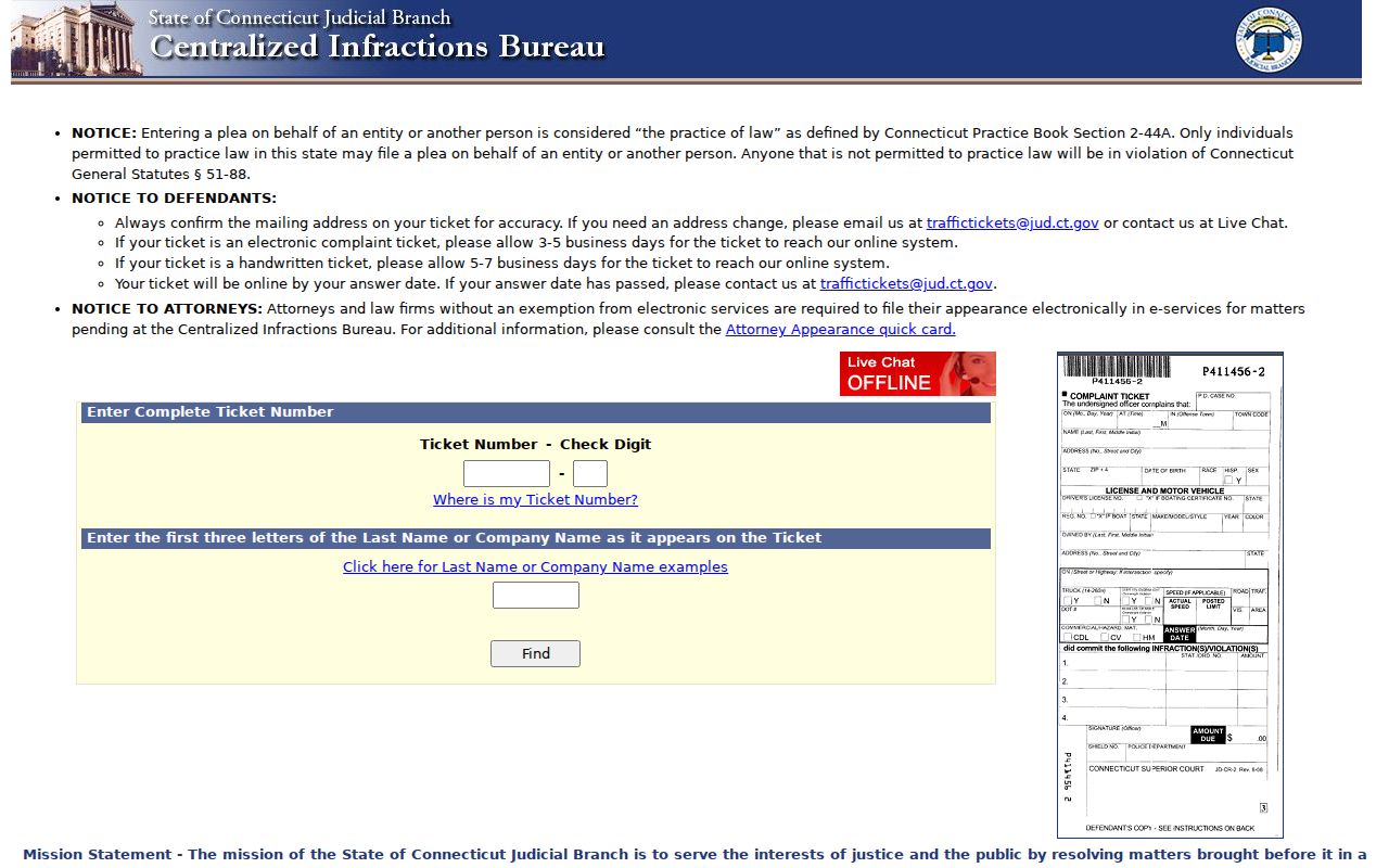 West Haven County traffic court records Centralized Infractions Bureau payment portal